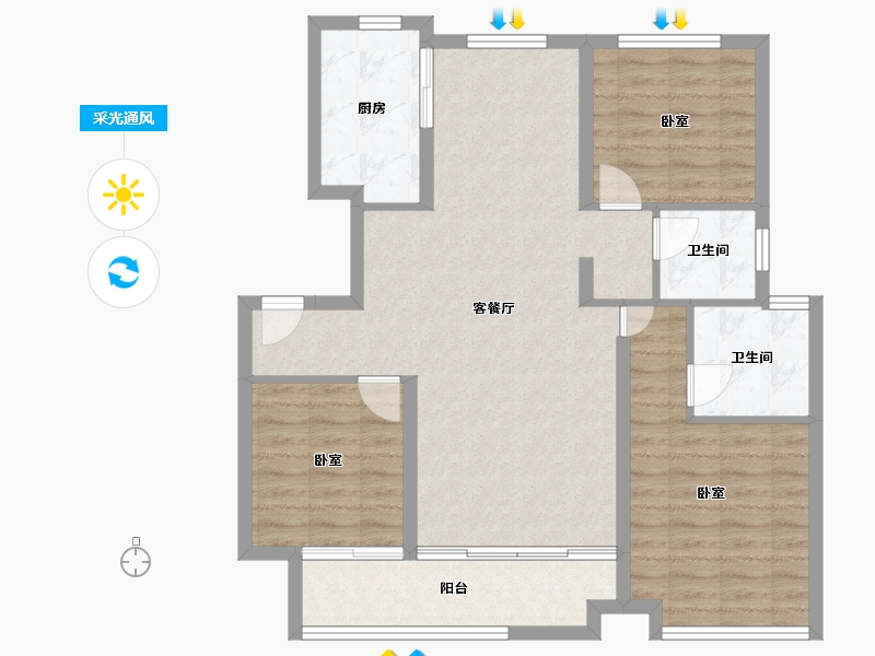 山东省-枣庄市-云溪九里-94.35-户型库-采光通风