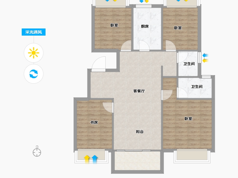 江苏省-南京市-半山云邸-97.00-户型库-采光通风