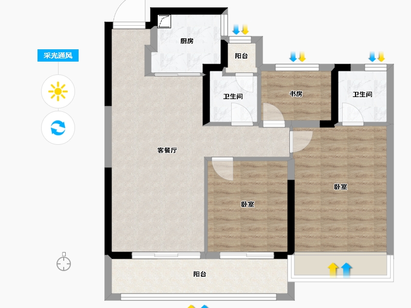 浙江省-温州市-金澜云邸-79.00-户型库-采光通风