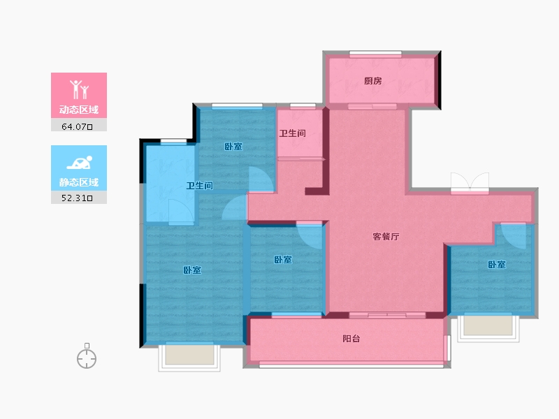 浙江省-金华市-碧桂园云玺-104.01-户型库-动静分区