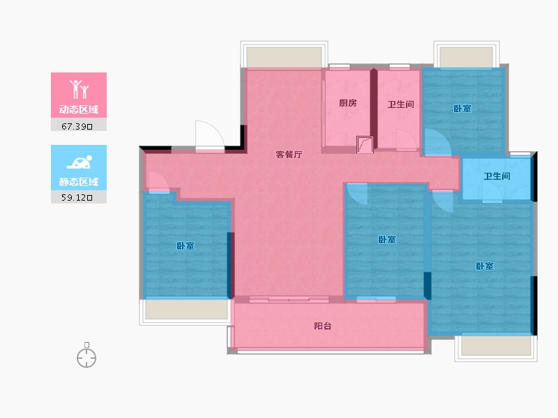 江苏省-南通市-滨江玺·滨江道-114.00-户型库-动静分区