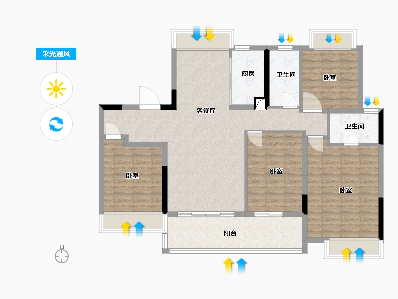 江苏省-南通市-滨江玺·滨江道-114.00-户型库-采光通风