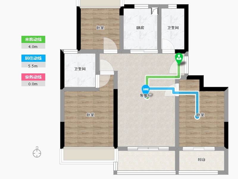 江苏省-扬州市-金辉栖湖云庭-76.00-户型库-动静线