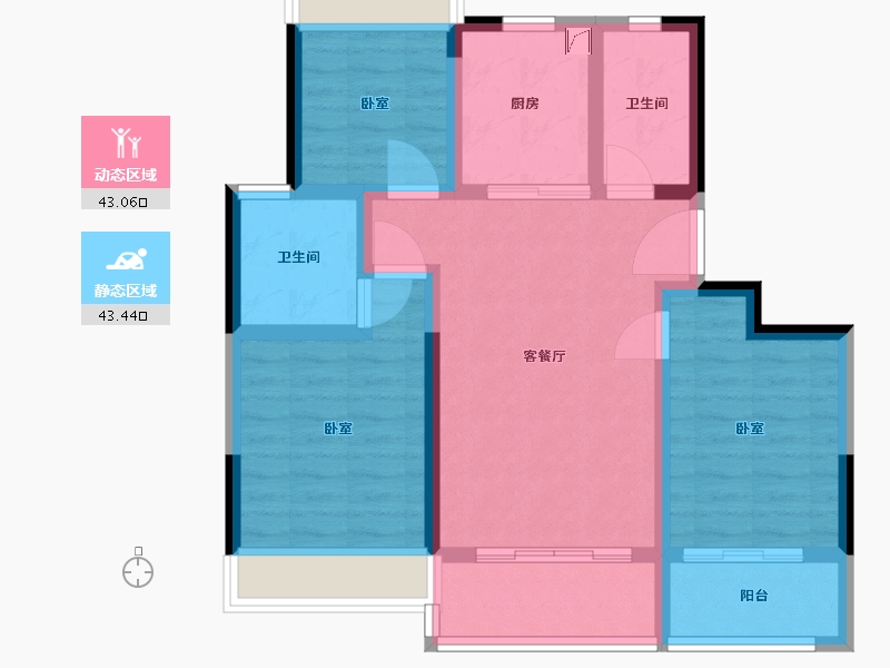 江苏省-扬州市-金辉栖湖云庭-76.00-户型库-动静分区