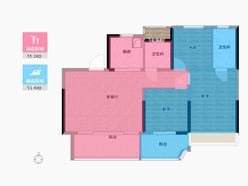 江苏省-扬州市-华建天月府-98.00-户型库-动静分区