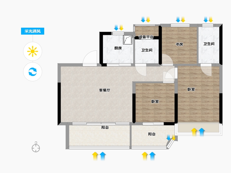 江苏省-扬州市-华建天月府-98.00-户型库-采光通风