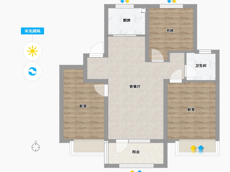 山东省-烟台市-天一仁和宸璟锦里-71.00-户型库-采光通风