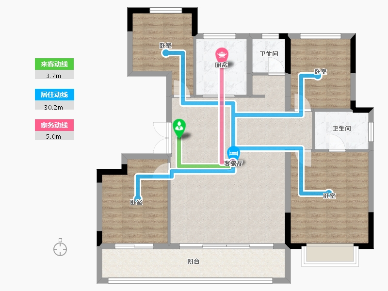 浙江省-温州市-蓝光城建·雍锦熙园-115.02-户型库-动静线