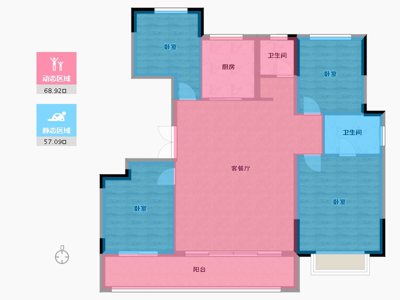 浙江省-温州市-蓝光城建·雍锦熙园-115.02-户型库-动静分区