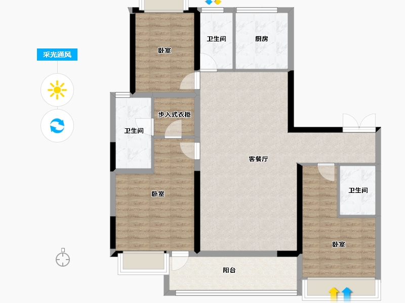 山东省-淄博市-天煜九峯-112.61-户型库-采光通风