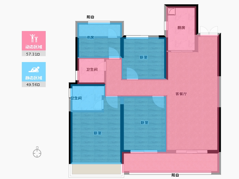 浙江省-温州市-金澜云邸-94.99-户型库-动静分区