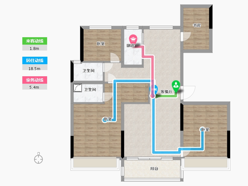 河南省-郑州市-碧桂园双湖城-110.84-户型库-动静线