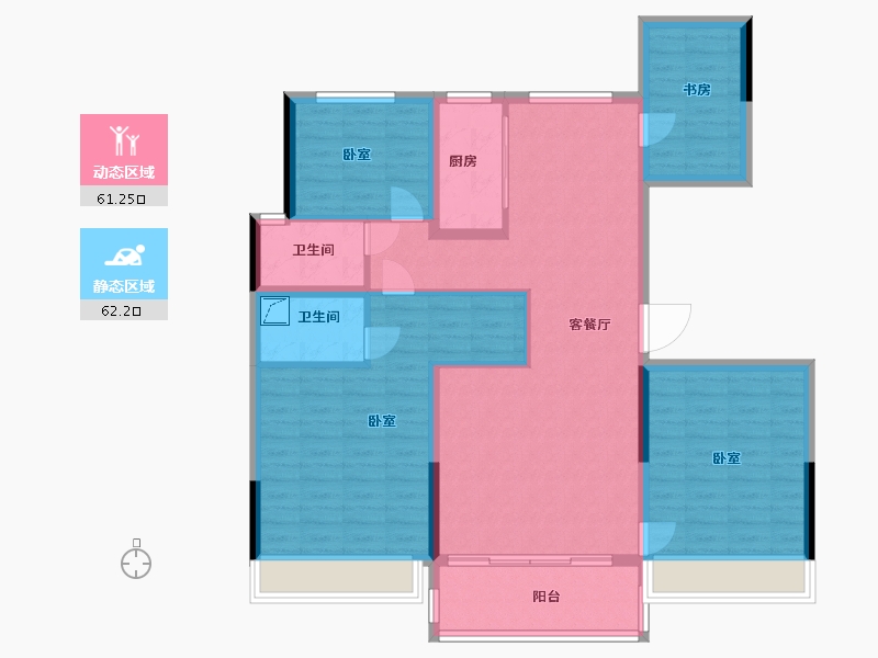 河南省-郑州市-碧桂园双湖城-110.84-户型库-动静分区