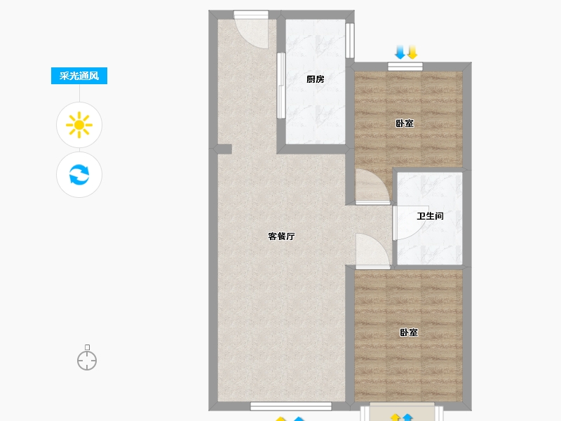 辽宁省-大连市-金地·保利·招商星光照澜-64.01-户型库-采光通风