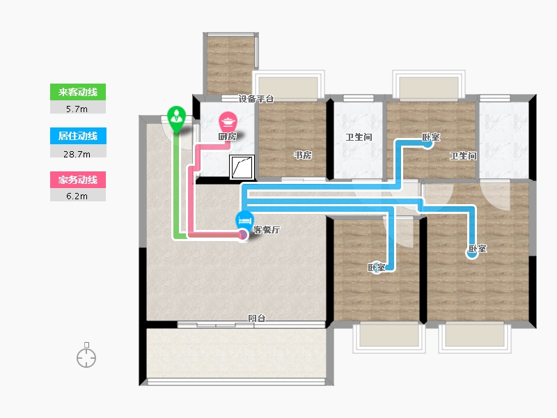 江苏省-南通市-融悦府-105.36-户型库-动静线