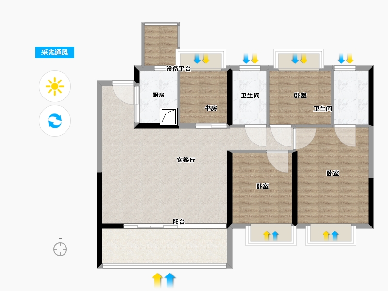 江苏省-南通市-融悦府-105.36-户型库-采光通风