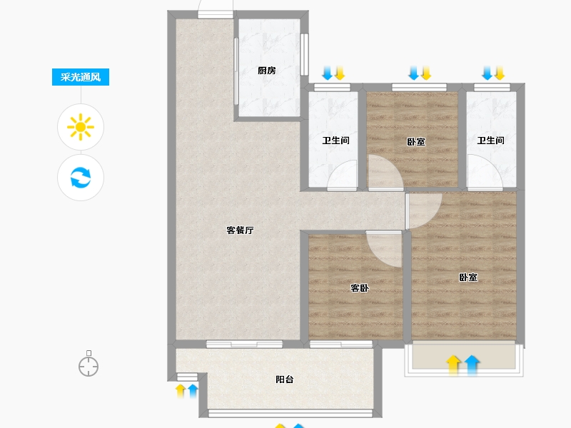 河南省-信阳市-商城建业府-88.01-户型库-采光通风