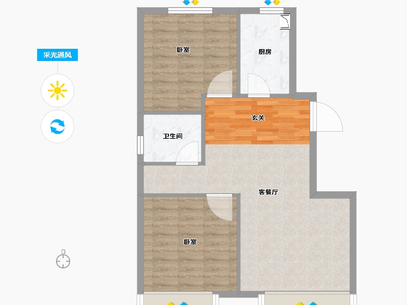 内蒙古自治区-呼和浩特市-泽信云筑-68.00-户型库-采光通风