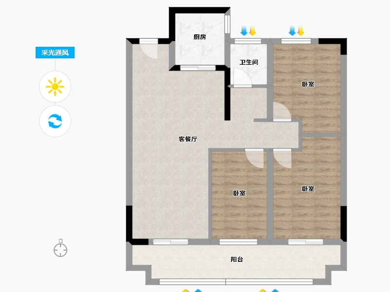 河南省-南阳市-星旺·水韵绿庭-86.59-户型库-采光通风