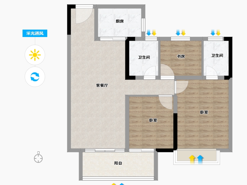 安徽省-滁州市-蓝光雍锦府-92.00-户型库-采光通风