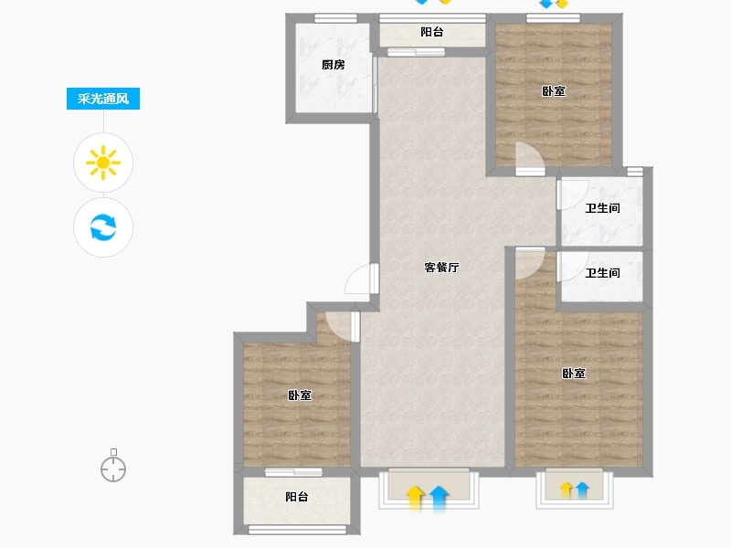 山东省-枣庄市-景泰清华苑-93.09-户型库-采光通风