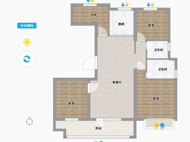 山东省-枣庄市-汇众·云之上-98.00-户型库-采光通风