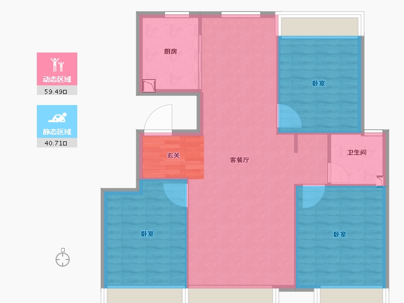 内蒙古自治区-呼和浩特市-泽信云筑-92.00-户型库-动静分区