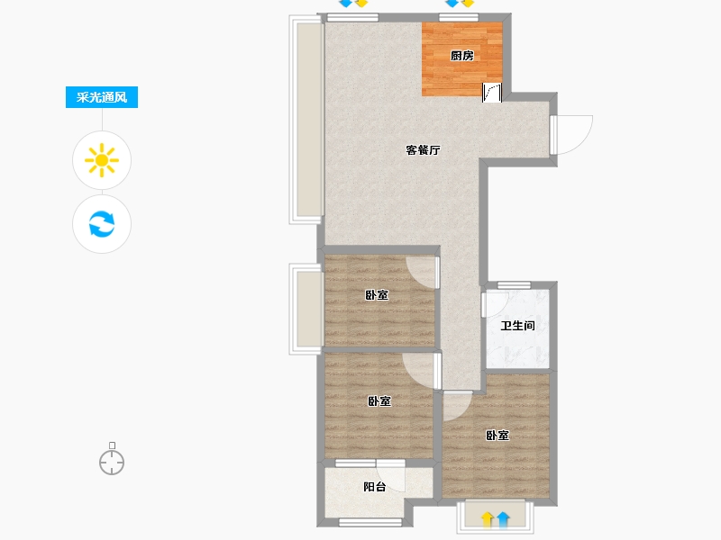 山东省-烟台市-万科壹都会-84.00-户型库-采光通风