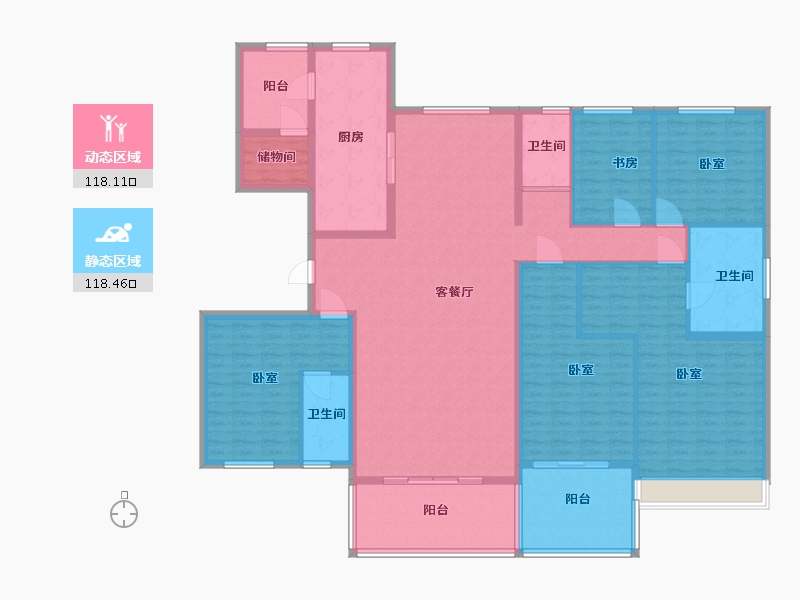 河南省-郑州市-碧桂园双湖城-216.20-户型库-动静分区