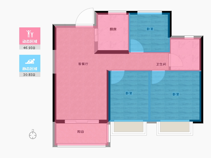 江苏省-南京市-苏宁世茂·璀璨云著-70.00-户型库-动静分区