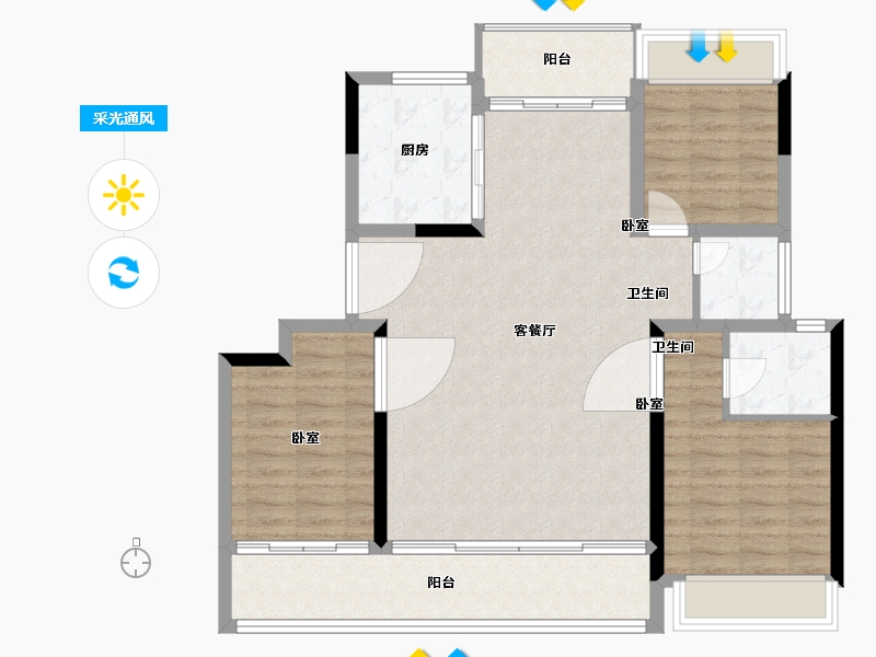 江苏省-南通市-水上源墅-100.10-户型库-采光通风