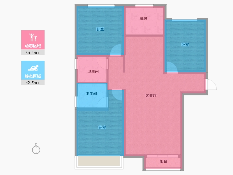 内蒙古自治区-呼和浩特市-松江左右城-86.50-户型库-动静分区