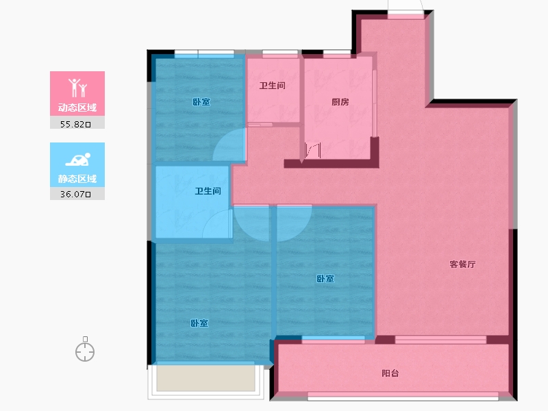 浙江省-杭州市-杭房城发润如园-82.01-户型库-动静分区