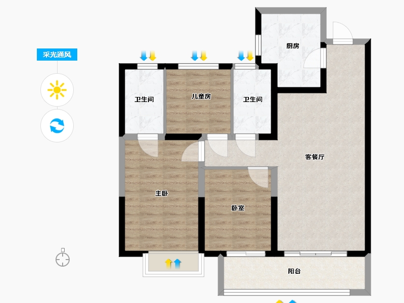 山西省-太原市-禧悦城-86.00-户型库-采光通风