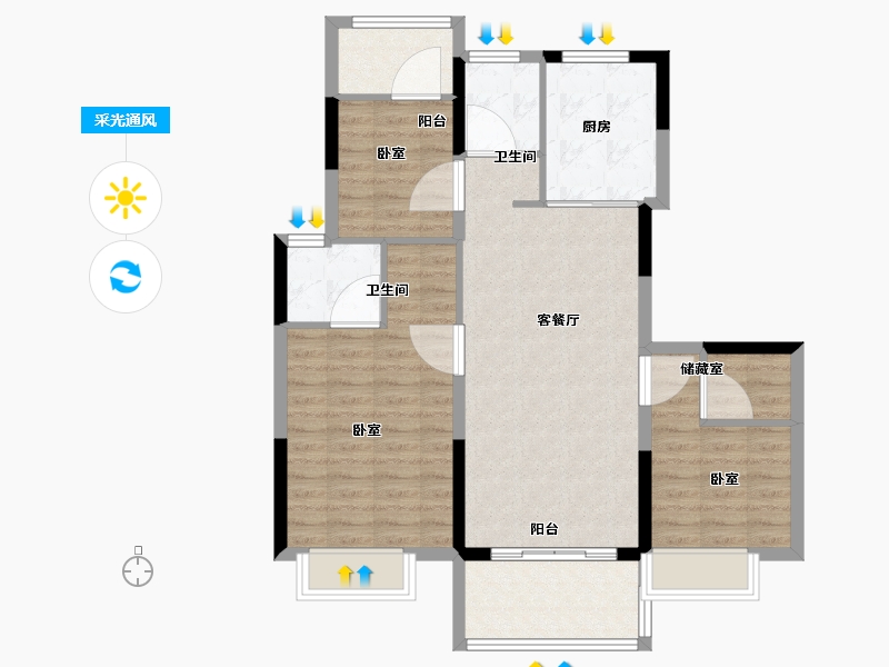 江苏省-南京市-海伦堡璟和府-88.01-户型库-采光通风