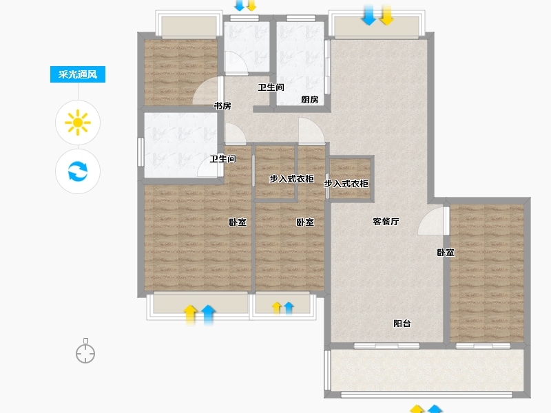 江苏省-南京市-佳兆业燕然居-136.00-户型库-采光通风