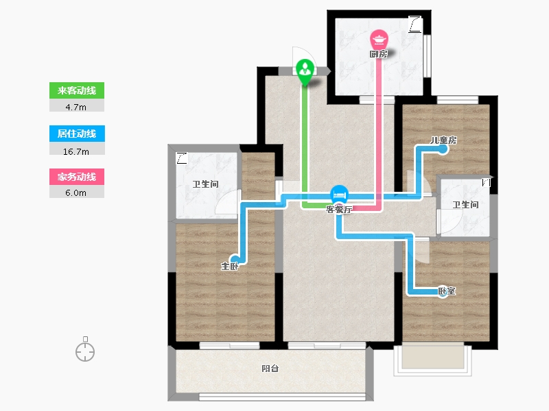 山西省-太原市-禧悦城-83.64-户型库-动静线