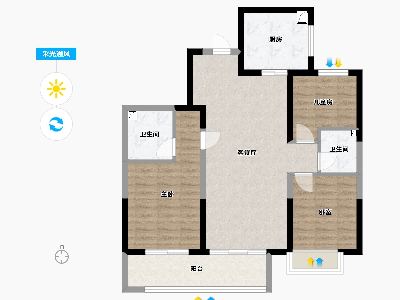 山西省-太原市-禧悦城-83.64-户型库-采光通风