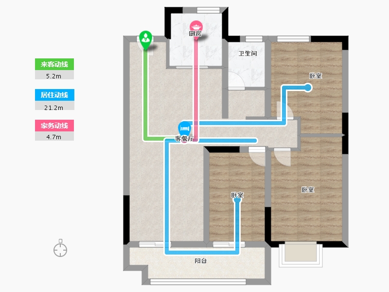 河南省-南阳市-星旺·水韵绿庭-83.00-户型库-动静线