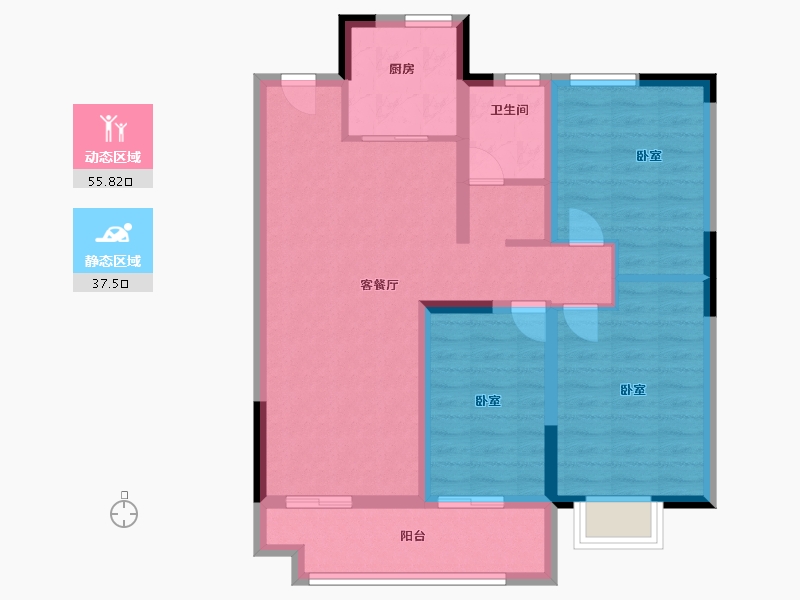 河南省-南阳市-星旺·水韵绿庭-83.00-户型库-动静分区