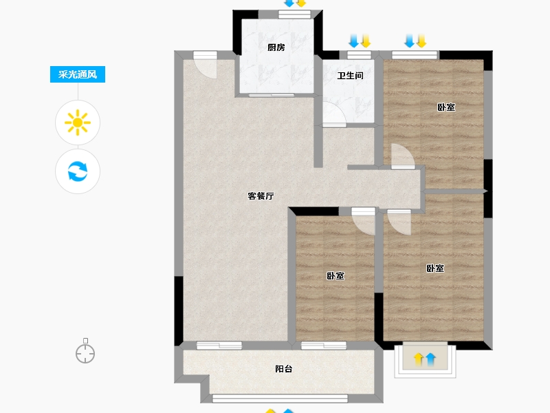 河南省-南阳市-星旺·水韵绿庭-83.00-户型库-采光通风