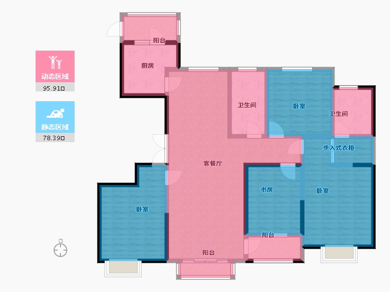 河南省-郑州市-国泰观邸·悦峰-156.46-户型库-动静分区