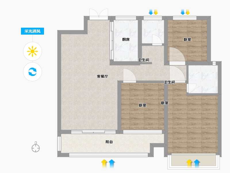 河南省-驻马店市-巨源城-84.00-户型库-采光通风