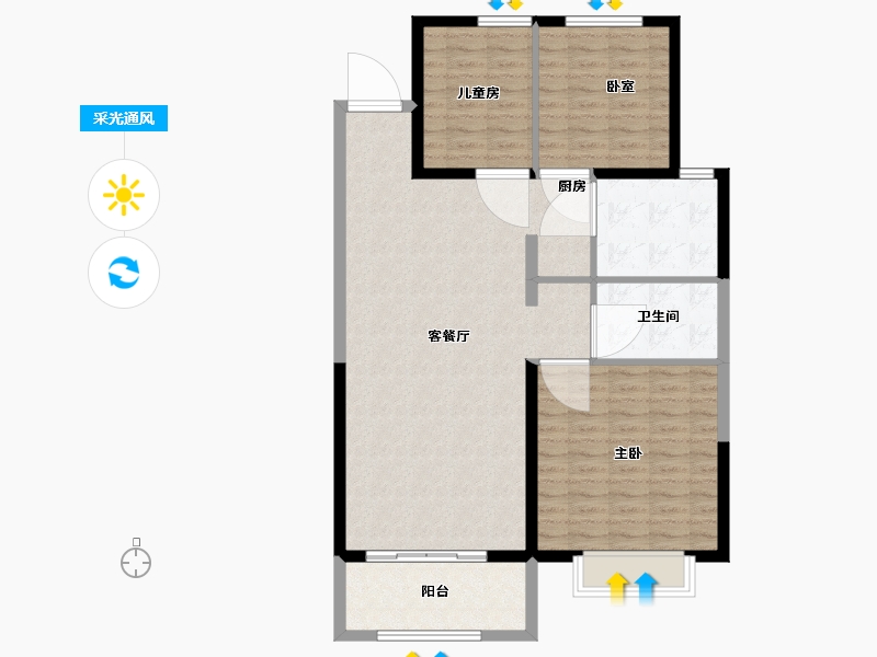 山西省-太原市-禧悦城-105.04-户型库-采光通风