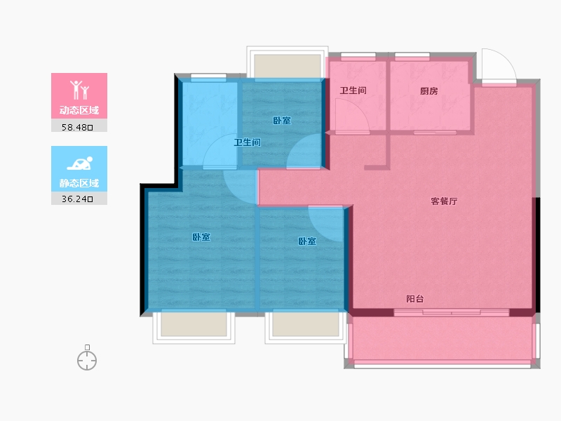 江苏省-南京市-凤汇壹品-86.01-户型库-动静分区