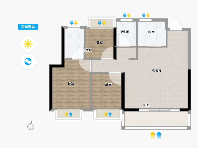 江苏省-南京市-凤汇壹品-86.01-户型库-采光通风