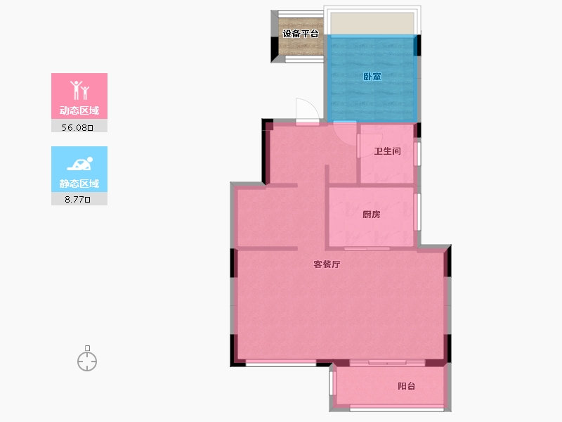 浙江省-杭州市-西房万科良语久园-60.52-户型库-动静分区