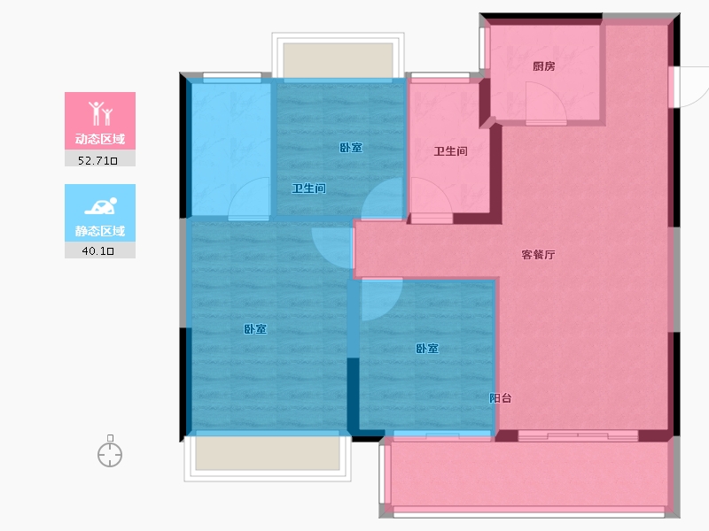 江苏省-南京市-苏宁世茂·璀璨云著-84.00-户型库-动静分区