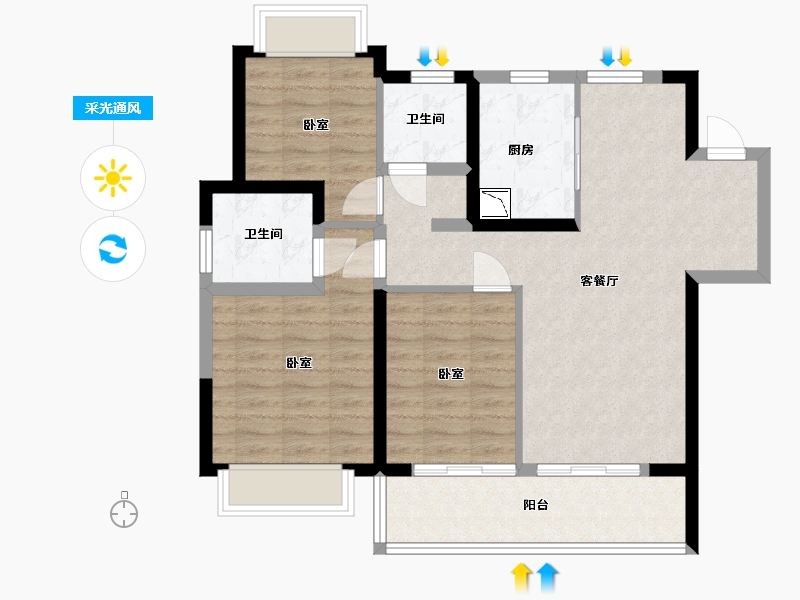 江苏省-无锡市-山河万象-84.00-户型库-采光通风