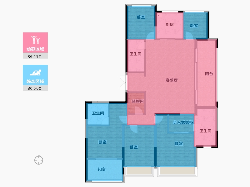 浙江省-杭州市-观品名寓-151.37-户型库-动静分区